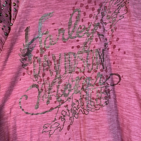 Harley Davidson Motors Studded Pink Shirt Size XL EUC #2649 - Picture 3 of 5